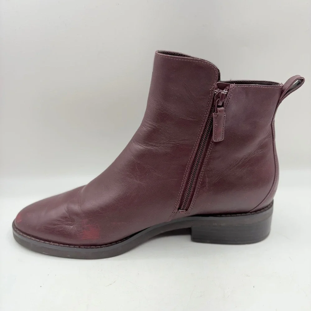 Cole‎ Haan River Chelsea Bootie Ankle Boots Burgundy Leather Side Zip Women 11